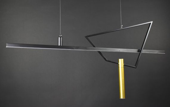 Люстра світлодіодна підвісна LED світильник для квартири на стелю лед 27174 Чорний 60-150х15х120 см. | Зображення 1