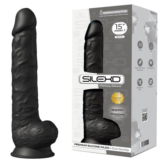 Фалоімітатор гігант термореактивний Silexd Model (15") DD03 чорний sexstyle