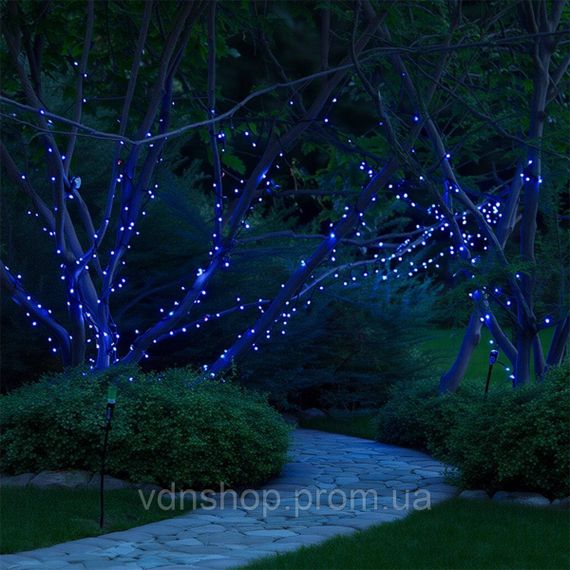 Новорічна гірлянда вулична 50 м 500 LED з сонячною батареєю чорний провід Синій SB500L50MBBL | Зображення 3