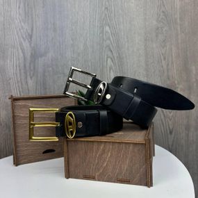 Ремень женский кожаный черный классическая пряжка из натуральной кожи