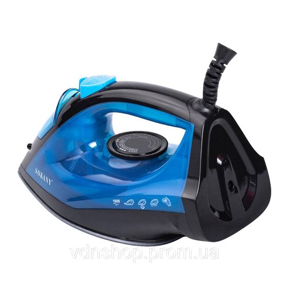 Ручна парова праска 1600 Вт із керамічним покриттям для одягу Синій Sokany SK-11005 | Зображення 5