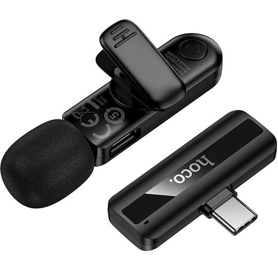 Петличный беспроводной микрофон Hoco L20 Fair Type-C Black | Зображення 1