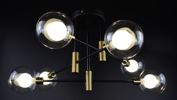 Люстра стельова на 6 лампочок 26823 Чорний 34х68х68 см. | Зображення 1