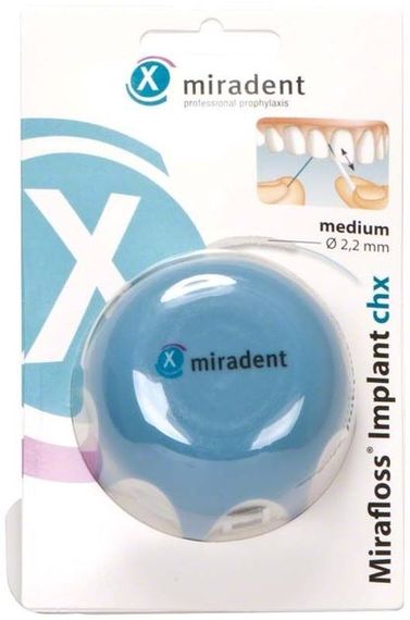 Флос Miradent Mirafloss Implant CHX Medium (2,2 mm) бірюзовий