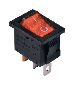 Перемикач KCD1-2-101N R/B 220V 1 червона клавіша з підсвічуванням Ny95500689