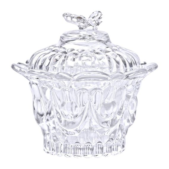 Цукерниця скляна Ø9 см цукерниця з кришкою прозора HP-4-113 | Зображення 1
