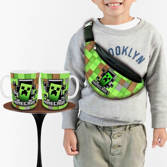 Набор: Сумка-бананка+ Кружка майнкрафт "Minecraft" детская с принтом (00246)