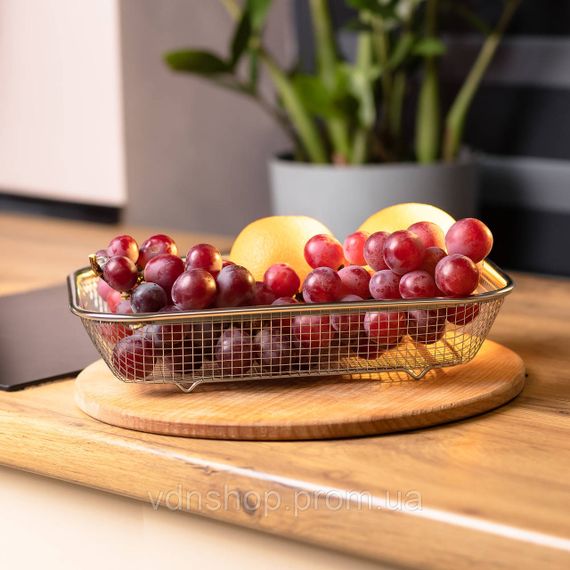 Сито-кошик для миття овочів та фруктів 29.5х21х6 см друшляк з нержавіючої сталі HP-19-23-M | Зображення 4