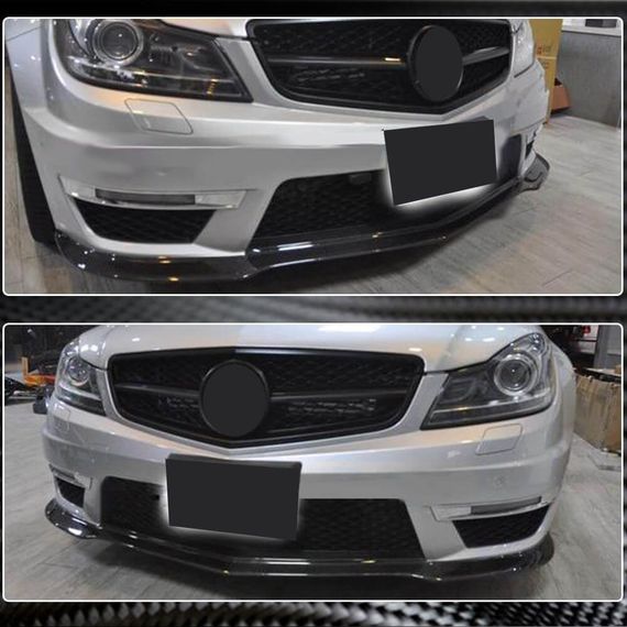 Накладка на передній бампер Lip V3 (для AMG 2012-2014, Карбон) для Mercedes C-class W204 рр | Зображення 2