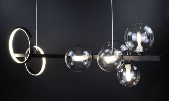 Люстра підвісна на 5 лампочок 26686 Чорний 40-180х33х95 см. | Зображення 3