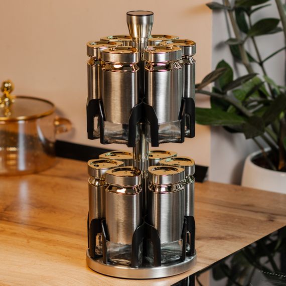 Набір баночок для спецій 12 шт. по 120 мл на підставці Карусель HP1327 | Зображення 5