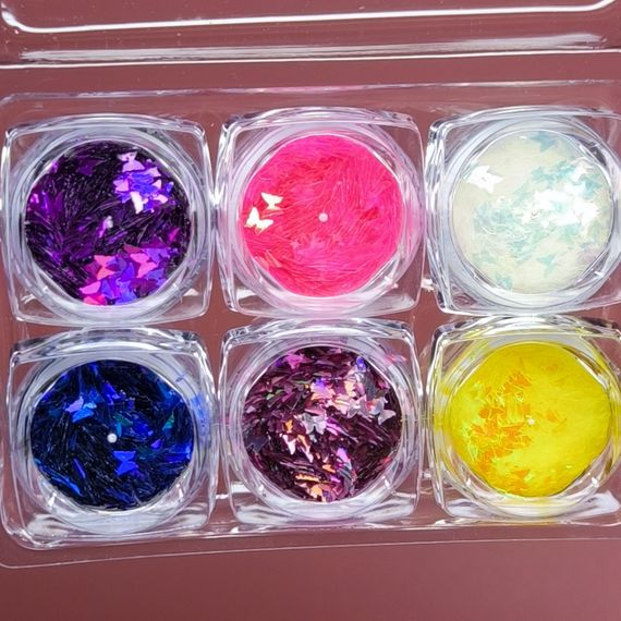 Набор бабочек для дизайна ногтей №42 (6 баночек)