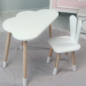 Дитячий столик хмарка і стільчик білий зайчик. Для гри, малювання, навчання!