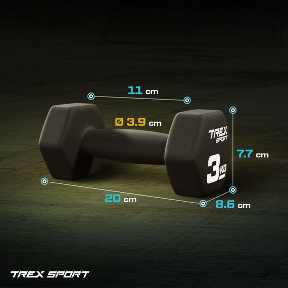 Гантелі для фітнесу неопренові TREX Sport TX-030VD 2x3кг | Зображення 2