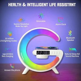 Настільна смарт-лампа нічник G63 RGB G-Smart Light з бездротовою зарядкою 10W і Bluetooth колонкою