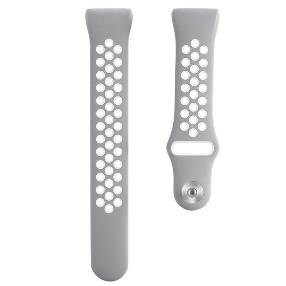 Силіконовий ремінець з перфорацією для фітнес браслета Fitbit Charge 3 / 4 - Grey&White / розмір L | Зображення 2