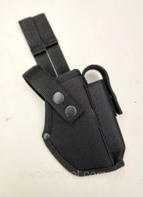Кобура ПМ на Молли поясная с чехлом под магазин с фиксацией на системе Molle  цвет черный MS