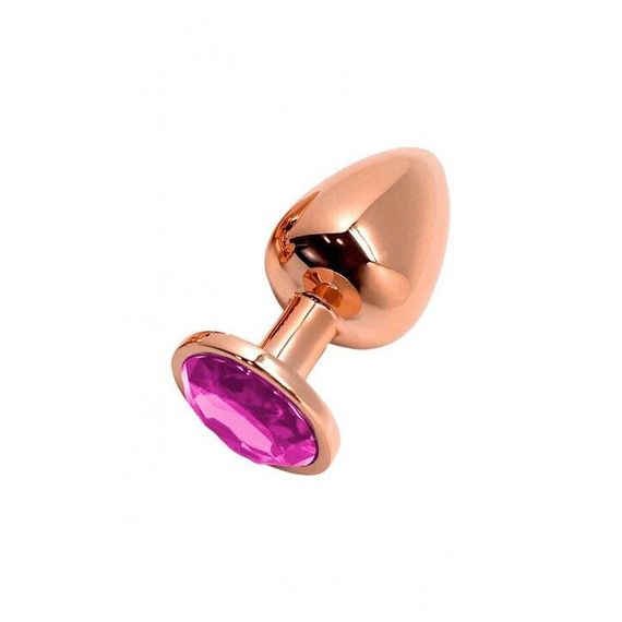 Металлическая анальная пробка Wooomy Tralalo Rose Gold Metal Plug Magenta S диаметр 2,8см, длина 7см sexstyle