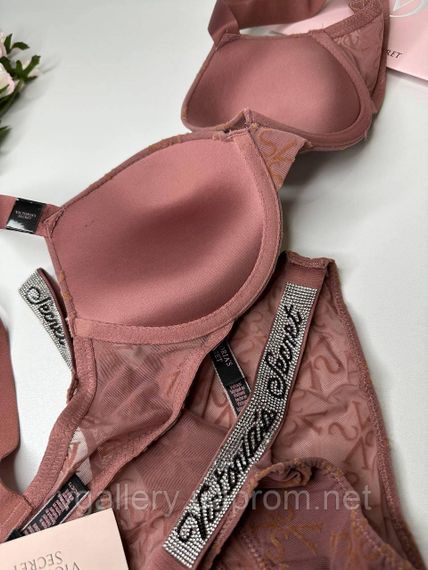 Комплект жіночої спідньої білизни Victoria's Secret зі стразами 80В, Бежевий | Зображення 1