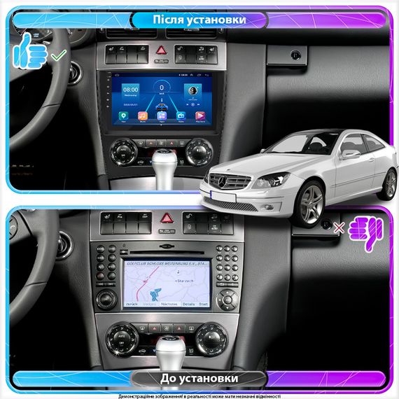 Штатная магнитола 9" Lesko для Mercedes-Benz CLC-Класс  2008-2011 6/128Gb 4G Wi-Fi GPS Top Мерседес | Зображення 2