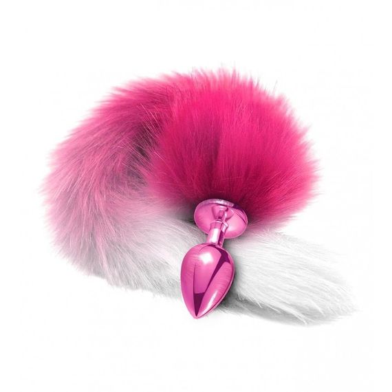 Анальний корок з хвостом Global Novelties NIXIE METAL BUTT PLUG WITH OMBRE TAIL