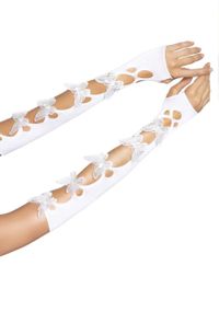 Мітенки Leg Avenue Butterfly applique arm warmers White, метелики sexstyle