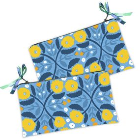 Косметичка женская Желтые цветы на голубом фоне 20х12 см (K_22U029)