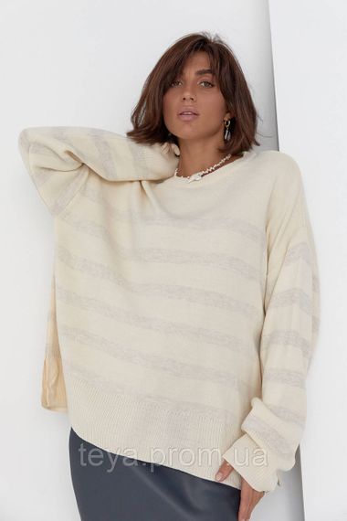 Кофта жіноча oversize в смужку колір кремовий розмір M FL_000535 | Зображення 5