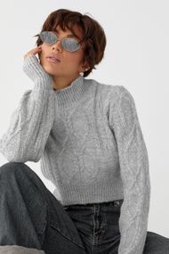 Короткий в’язаний светр з косичками - сірий цвет, ONE SIZE (є розміри)