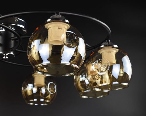 Люстра стельова на 8 лампочок 26173 Чорний 20х70х70 см. | Зображення 2