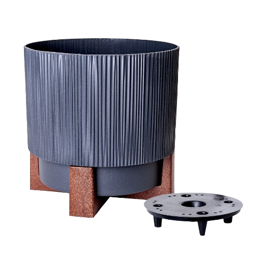 Вазон Осло зі вставкою та декоративною підставкою 16см граніт Алеана