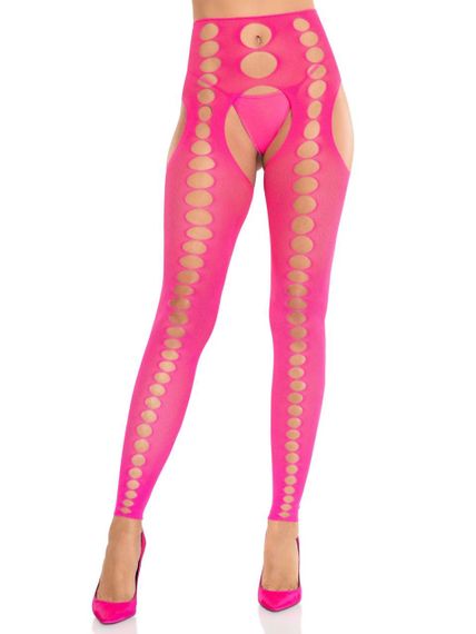 Колготки Leg Avenue Seamless Opaque Footless Suspender Hose One Size Neon Pink Sex Aura