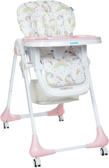 Стільчик для годування Bambi M-3233-Unicorn-Pink білий