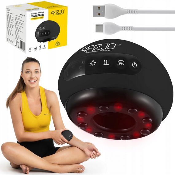 Масажна вакуумна банка 4FIZJO акумуляторна з ІЧ прогріванням 4FJ0517 Black (P-5907739318695)