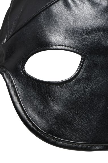 Маска з рогами Master Series: Dungeon Demon Bondage Mask with Horns, чорна | Зображення 4