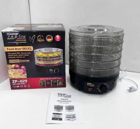Сушарка для овочів та фруктів Zepline ZP-029 сушарка дегідрататор 800 Вт Чорна | Зображення 1