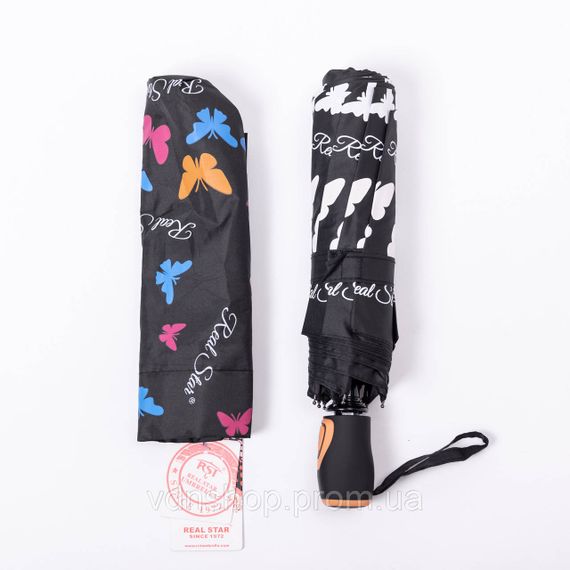 Зонт полуавтомат с принтом прочный из полиэстера диаметр 97 см Черный HP-23-2B | Зображення 8