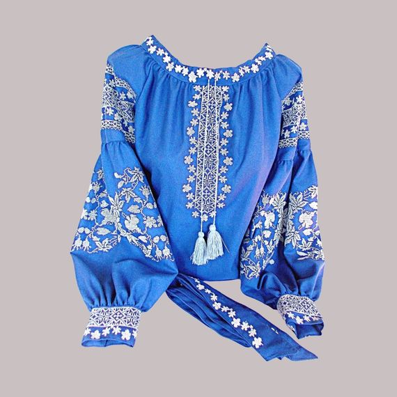 Рубашка Украинская вышиванка 20206605 цвет синий размер M/L