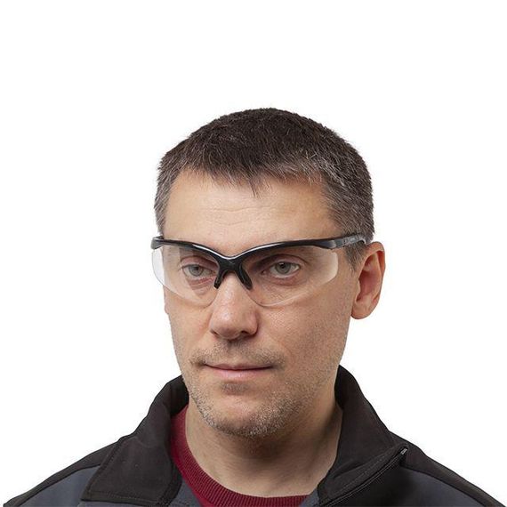 Окуляри захисні прозорі, матеріал лінз полікарбонат, матеріал завушників полікарбонат чорного кольору, захист від1 | Зображення 4