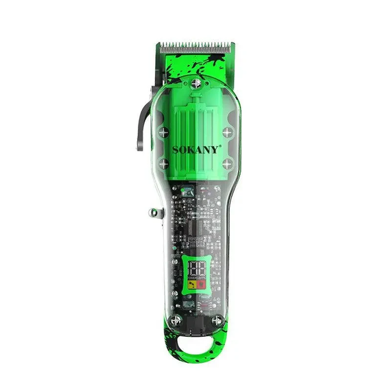 Машинка для стрижки волос Sokany SK-LF-9970 аккумуляторная с 8 насадками Зелёный