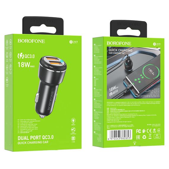 АЗП Borofone BZ17 Core QC3.0 3A (2USB-A) Чорний | Зображення 5