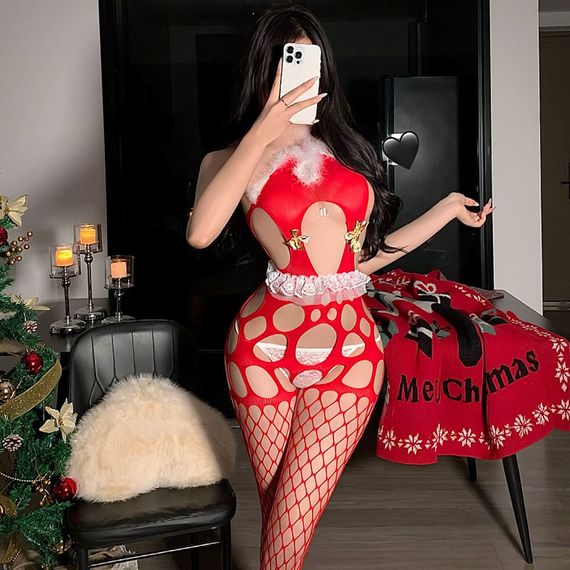 Новорічний БодіСтокінг Babydoll 48 Червоний 62717 | Зображення 4
