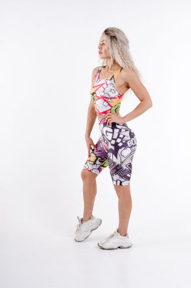 Спортивні шорти велосипедки 4Profi  з принтом "Комiкси" біфлекс розмір  М  18118 | Зображення 2