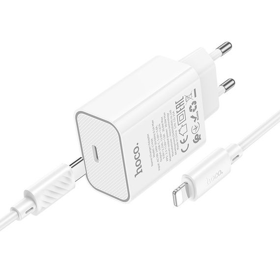 МЗП Hoco C143A Benefit PD20W (1USB-C) + кабель Type-C to Lightning White | Зображення 1