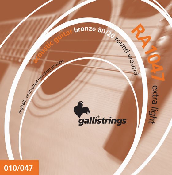 Струни для акустичної гітари Gallistrings RA1047 (.010-.047), EXTRA LIGHT, Bronze 80/20