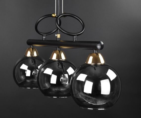 Люстра підвісна на 3 лампочки 26552 Чорний 40-190х15х65 см. | Зображення 1