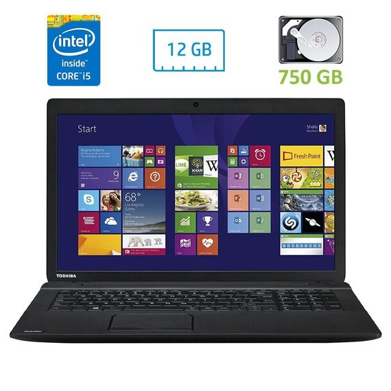 Ноутбук Б-клас Toshiba Satellite Pro C70-A-153 / 17.3" (1600x900) TN / Intel Core i5-4200M (2 (4) ядра по 2.5 - 3.1 GHz) / 12 GB DDR3 / 750 GB HDD / Intel HD Graphics 4600 / WebCam / DVD-RW б/в