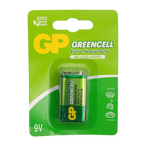 Батарейка GP GREENCELL 9.0V сольова, 1604GLF-U1, 6F22