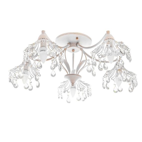 Люстра потолочная винтаж в спальню E14 40W WH (LK-632C/5)