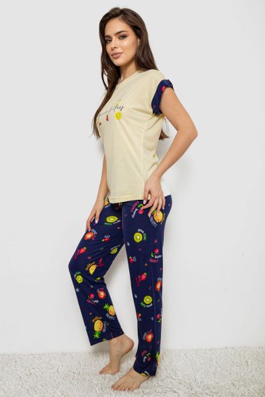 Піжама жіноча з принтом, колір жовтий, 243R2122 | Зображення 2